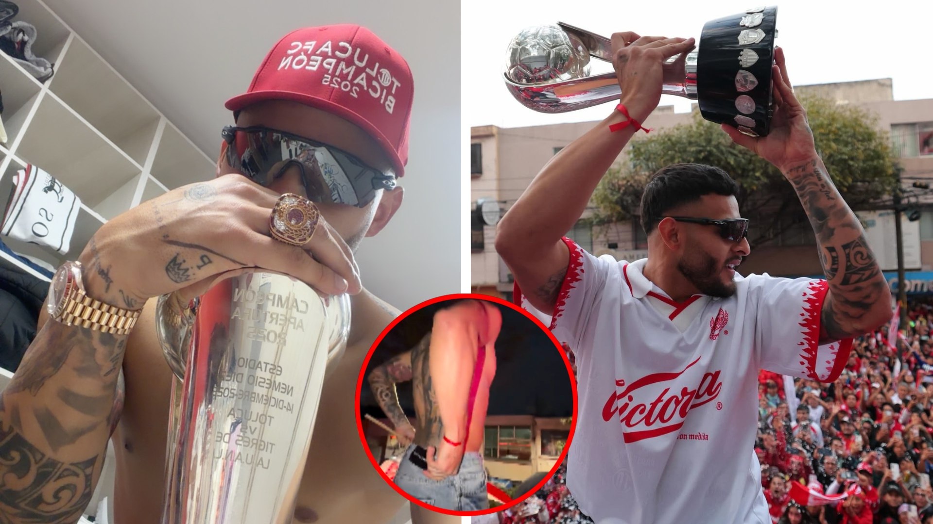 Alexis Vega muestra nalgas y alcohol en festejos de Toluca Bicampeón